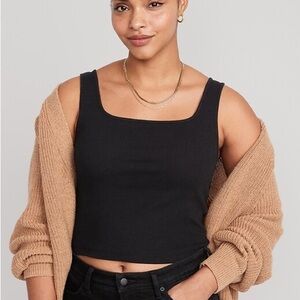 Old Navy Black Ribbed Squareneck Tank